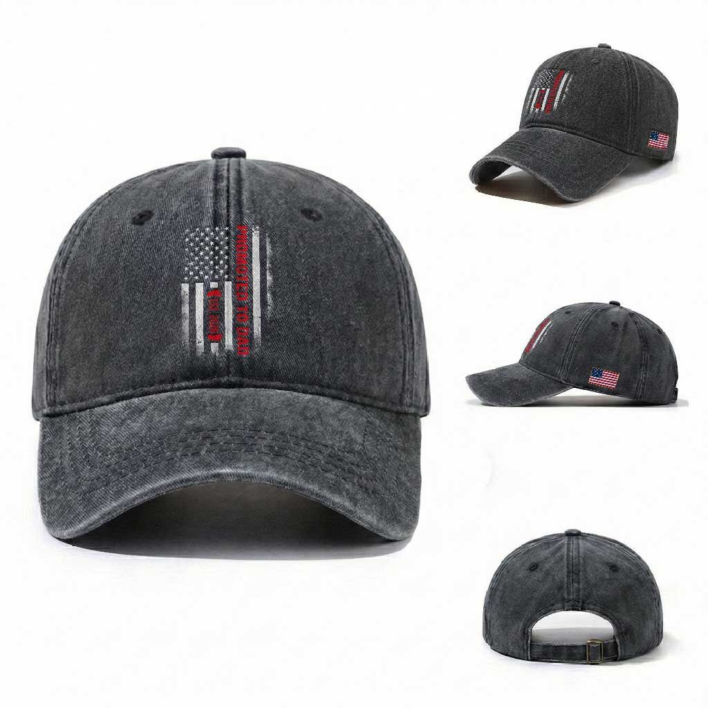 Promoted To Dad Est 2026 Washed Cotton Baseball Cap New Dad 2026 Baby Announcement