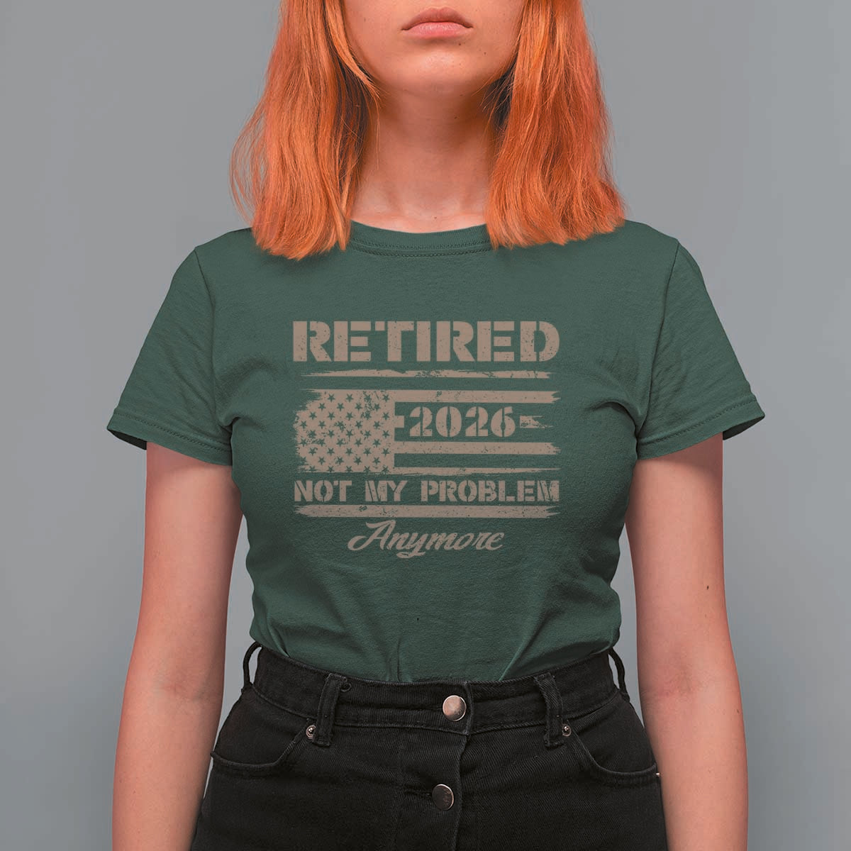 Retired 2026 Not My Problem Anymore T Shirt For Women Funny Retirement Vintage American Flag - Wonder Print Shop