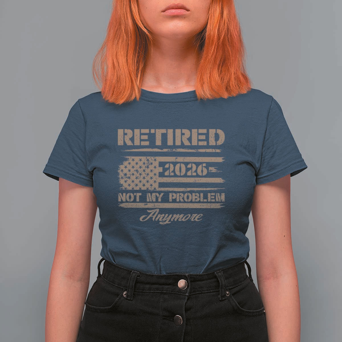 Retired 2026 Not My Problem Anymore T Shirt For Women Funny Retirement Vintage American Flag - Wonder Print Shop