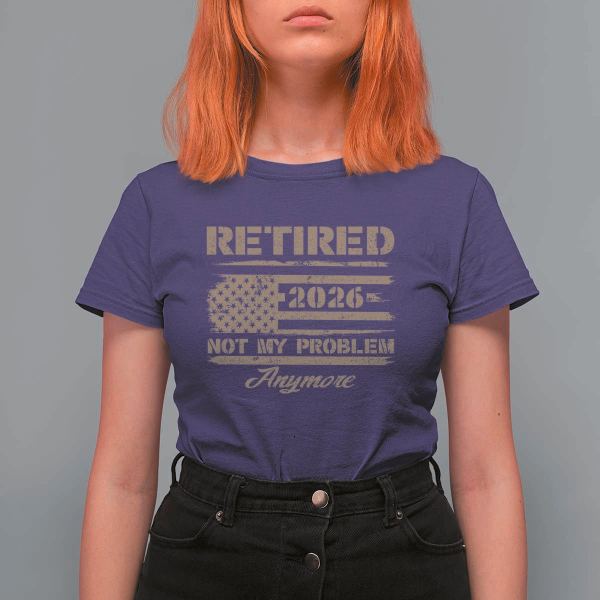 Retired 2026 Not My Problem Anymore T Shirt For Women Funny Retirement Vintage American Flag - Wonder Print Shop