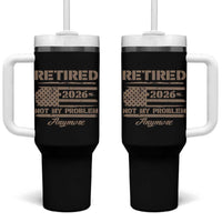 Retired 2026 Not My Problem Anymore Tumbler With Handle Funny Retirement Vintage American Flag - Wonder Print Shop