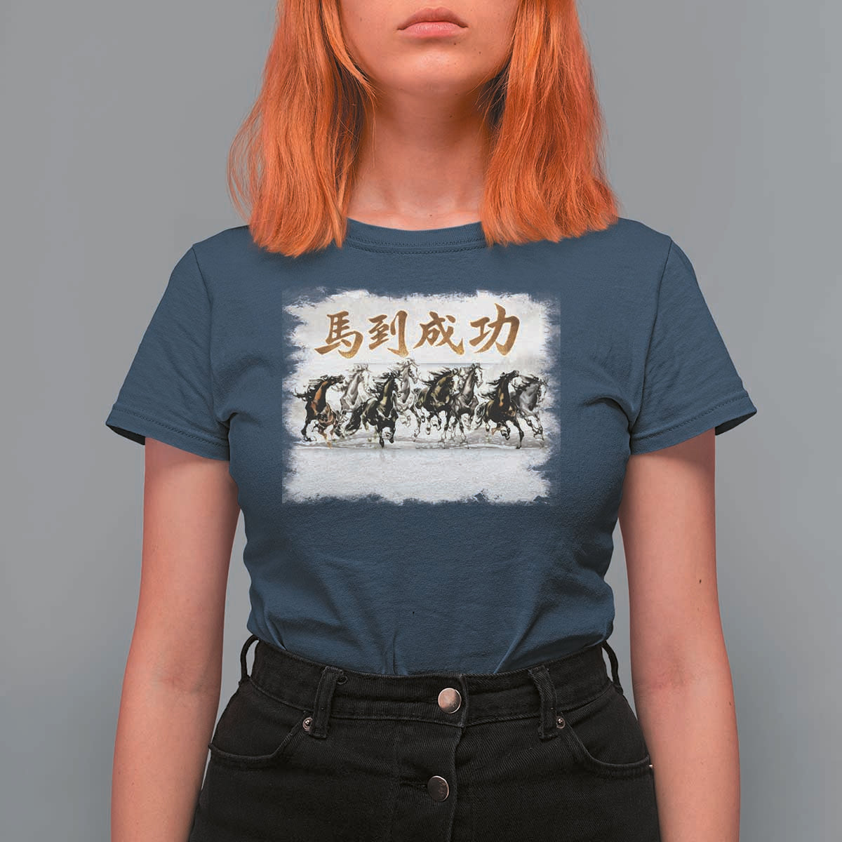 Year of The Horse 2026 T Shirt For Women Gallop Of The 8 Horses Lunar New Year