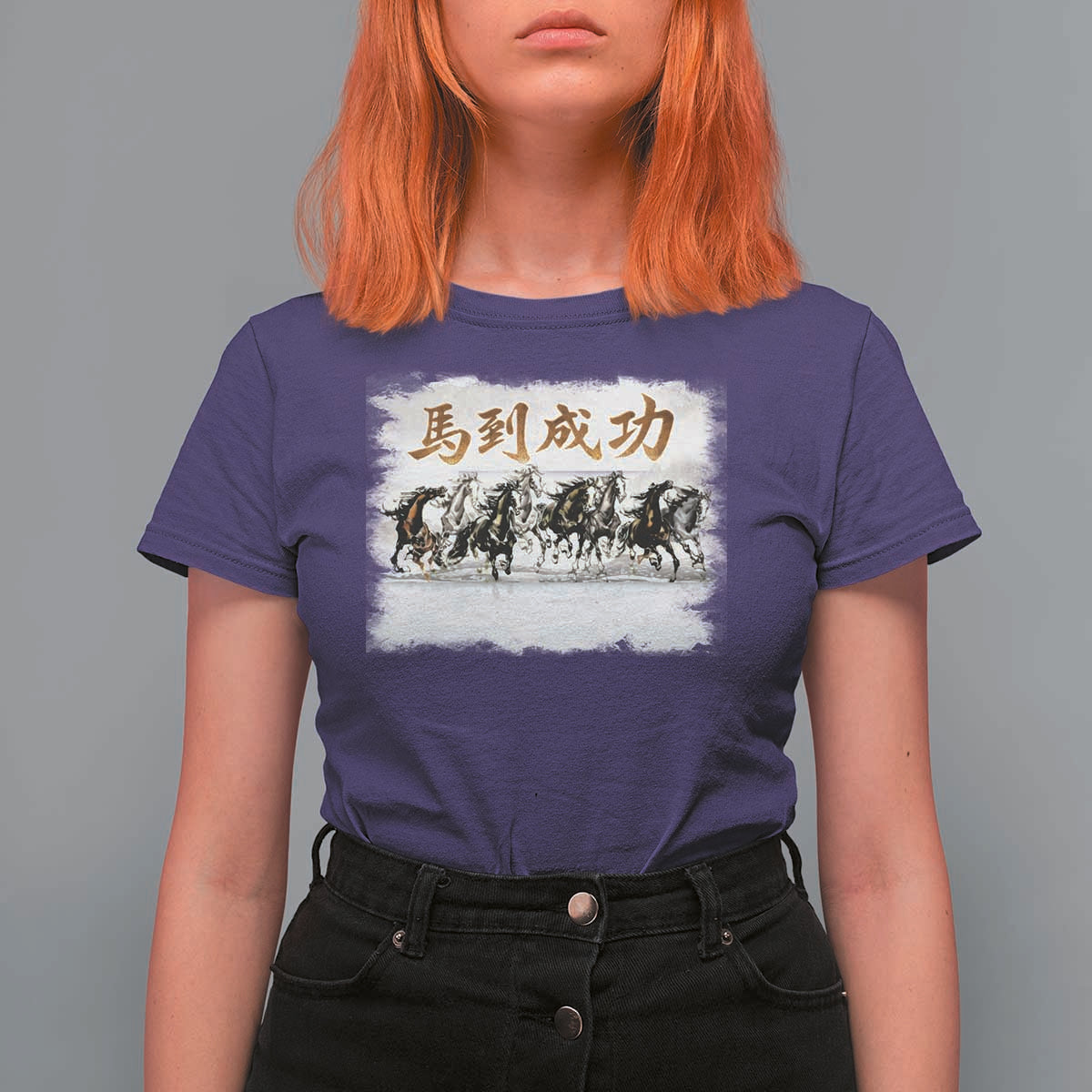 Year of The Horse 2026 T Shirt For Women Gallop Of The 8 Horses Lunar New Year