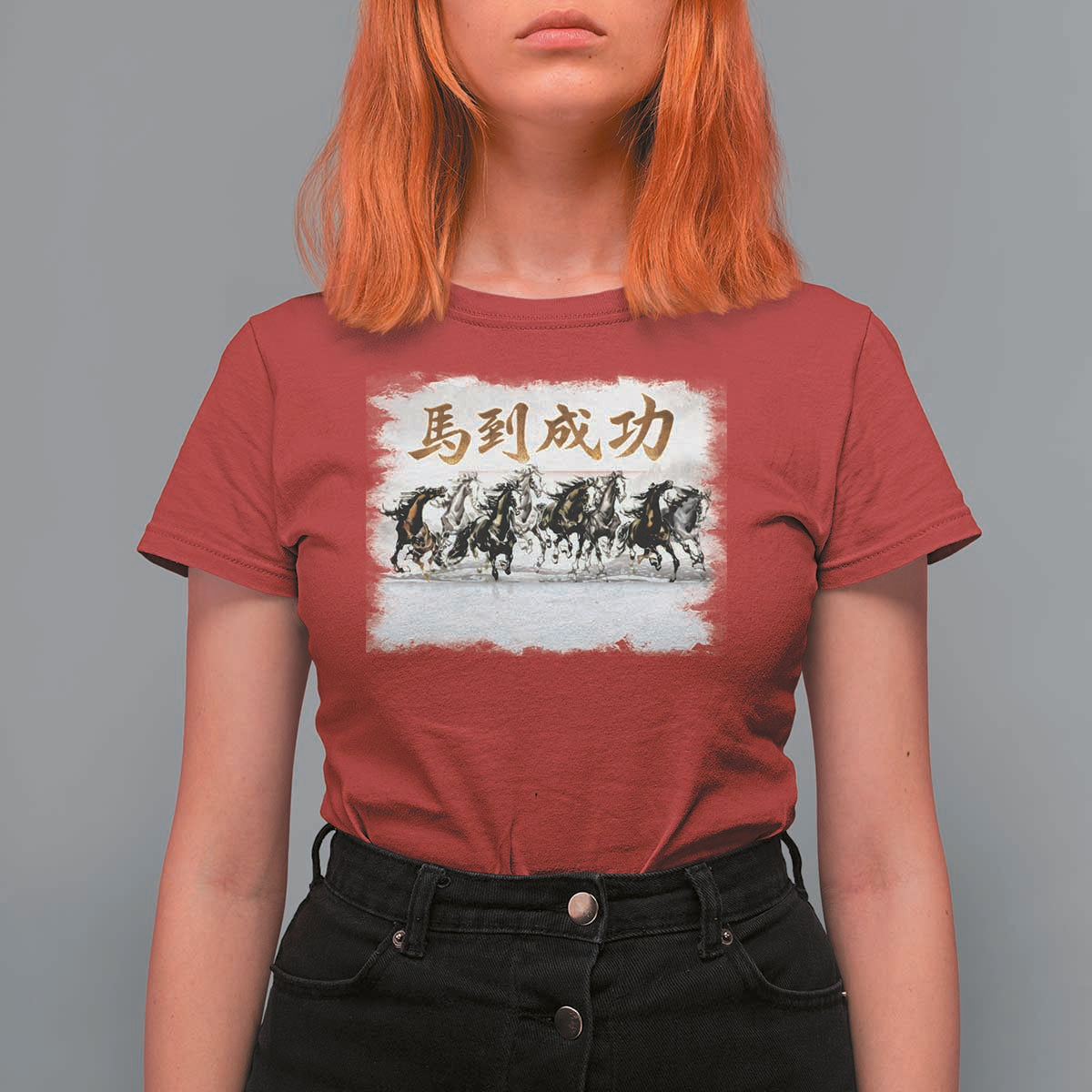 Year of The Horse 2026 T Shirt For Women Gallop Of The 8 Horses Lunar New Year