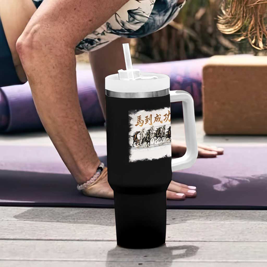 Year of The Horse 2026 Tumbler With Handle Gallop Of The 8 Horses Lunar New Year