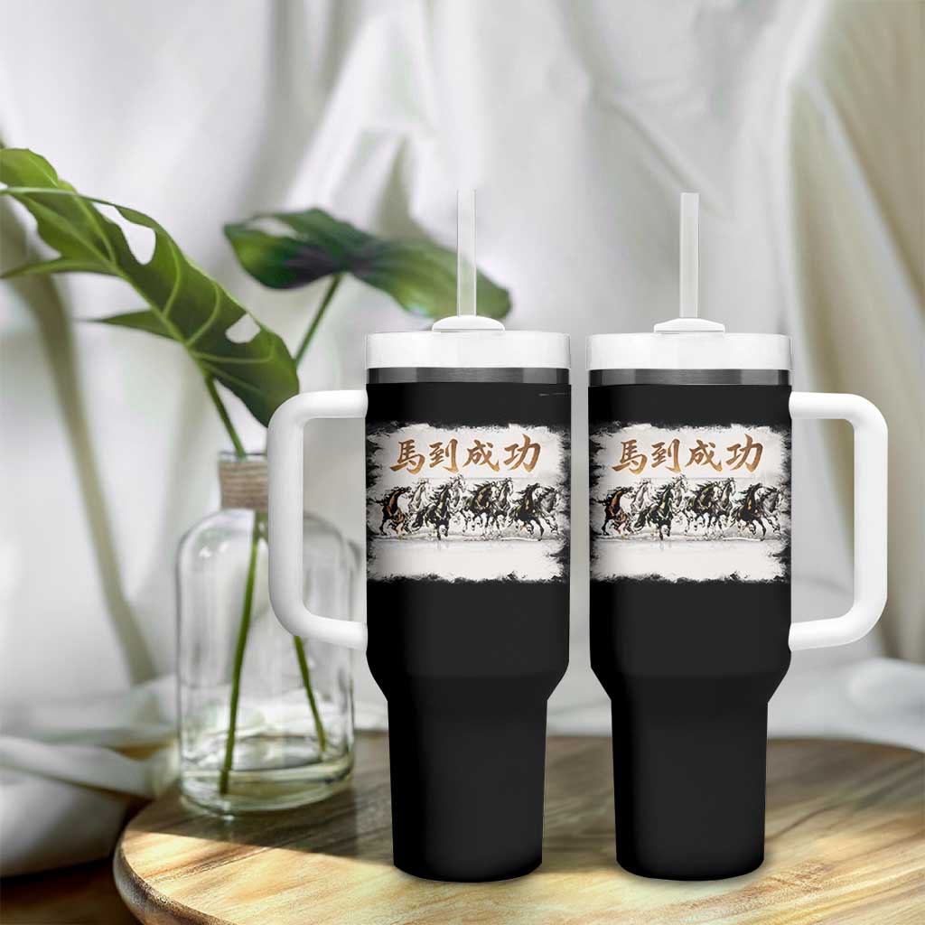 Year of The Horse 2026 Tumbler With Handle Gallop Of The 8 Horses Lunar New Year