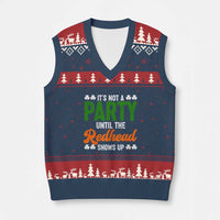 It Is Not A Party Until The Redhead Shows Up V-Neck Knit Sweater Vest Funny Irish St Patricks Day Shamrock