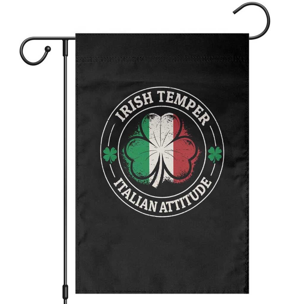 Funny Irish Temper Italian Attitude Garden Flag Irish Italian Pride Vintage Shamrock