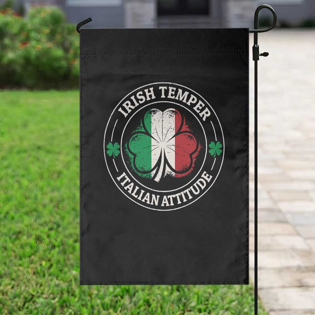 Funny Irish Temper Italian Attitude Garden Flag Irish Italian Pride Vintage Shamrock