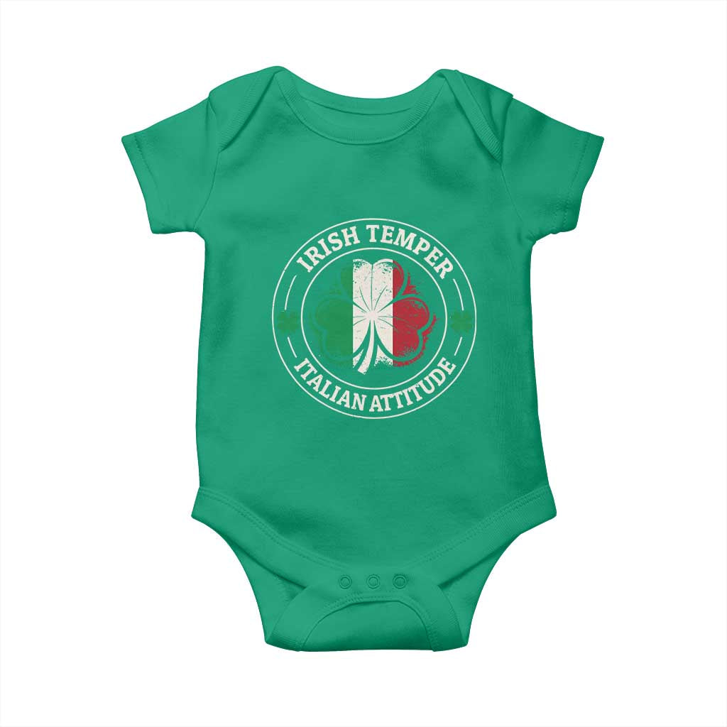 Funny Irish Temper Italian Attitude Baby Onesie Irish Italian Pride Vintage Shamrock