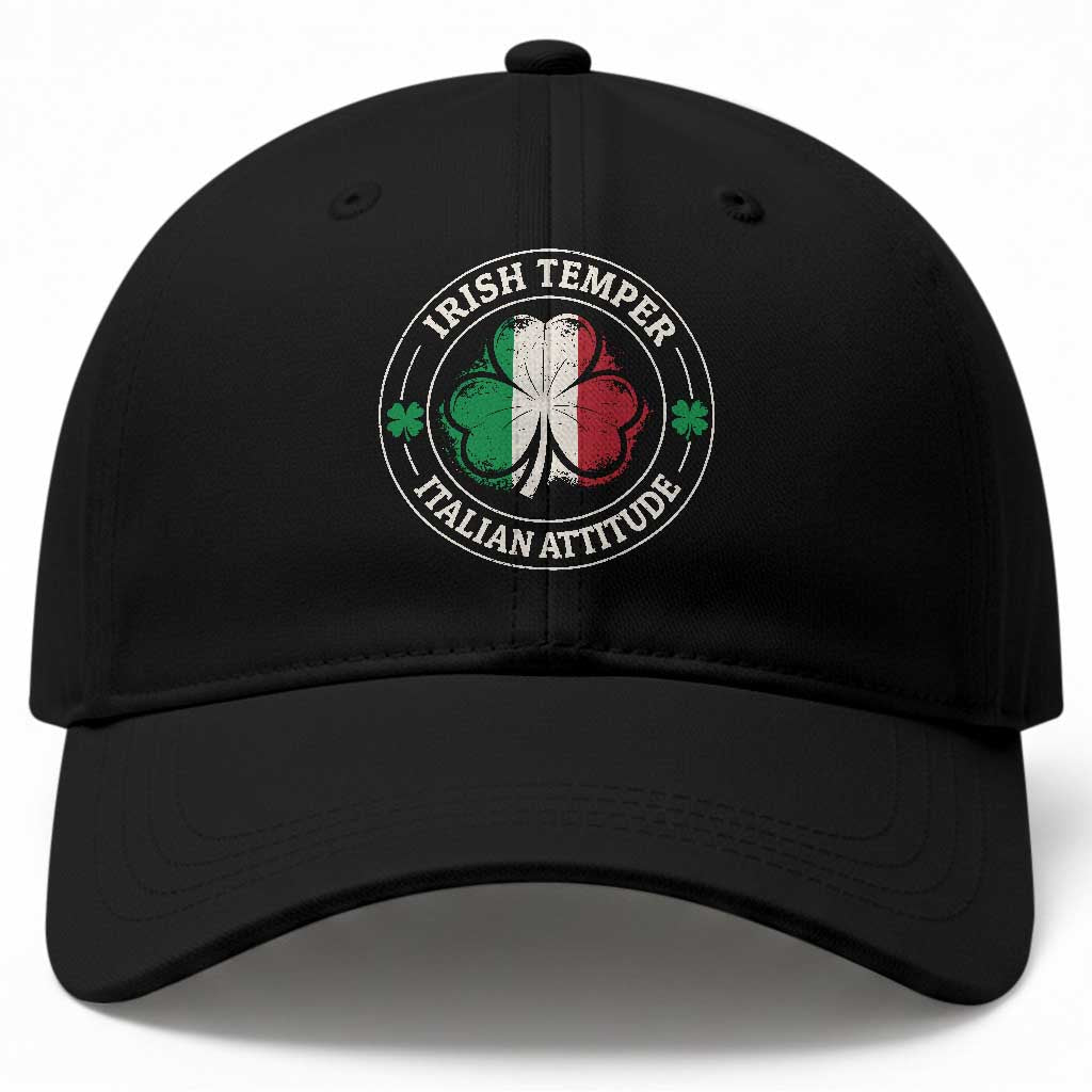 Funny Irish Temper Italian Attitude Baseball Cap Irish Italian Pride Vintage Shamrock