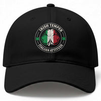 Funny Irish Temper Italian Attitude Baseball Cap Irish Italian Pride Vintage Shamrock