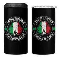 Funny Irish Temper Italian Attitude 4 in 1 Can Cooler Tumbler Irish Italian Pride Vintage Shamrock