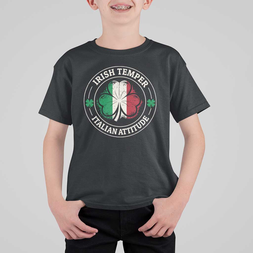 Funny Irish Temper Italian Attitude T Shirt For Kid Irish Italian Pride Vintage Shamrock