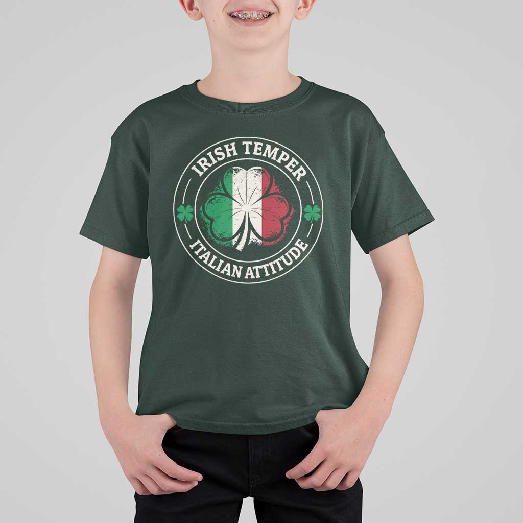 Funny Irish Temper Italian Attitude T Shirt For Kid Irish Italian Pride Vintage Shamrock