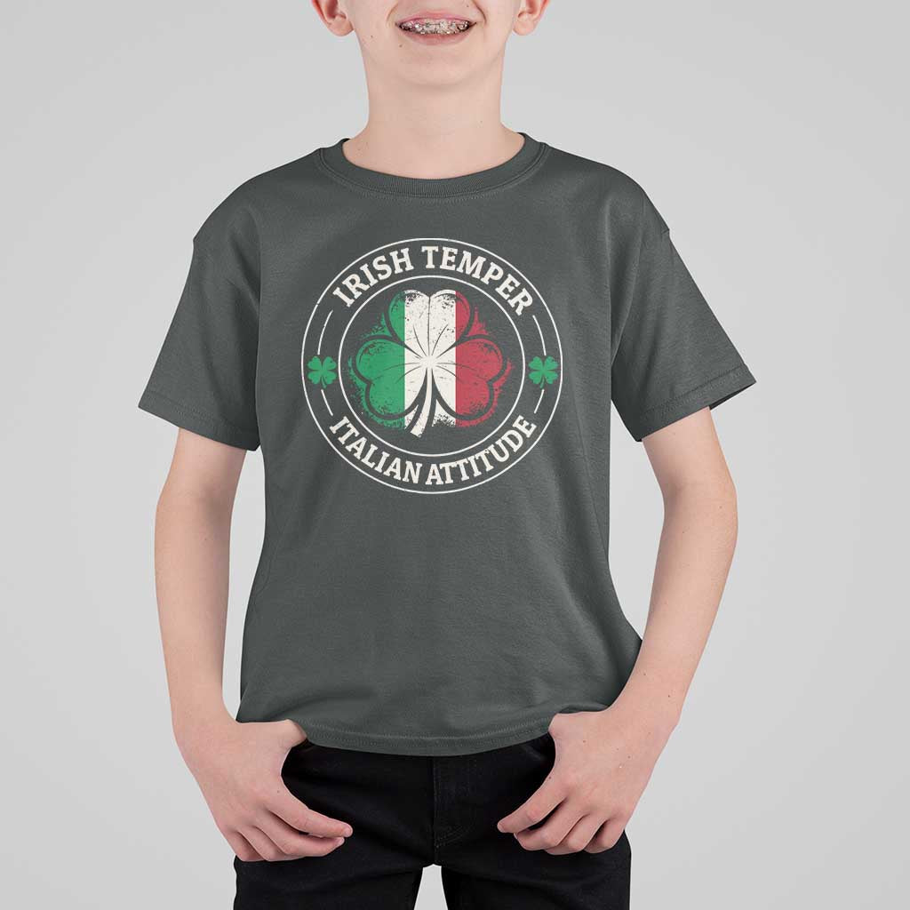 Funny Irish Temper Italian Attitude T Shirt For Kid Irish Italian Pride Vintage Shamrock