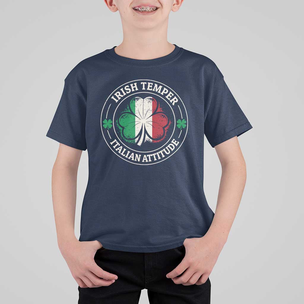 Funny Irish Temper Italian Attitude T Shirt For Kid Irish Italian Pride Vintage Shamrock