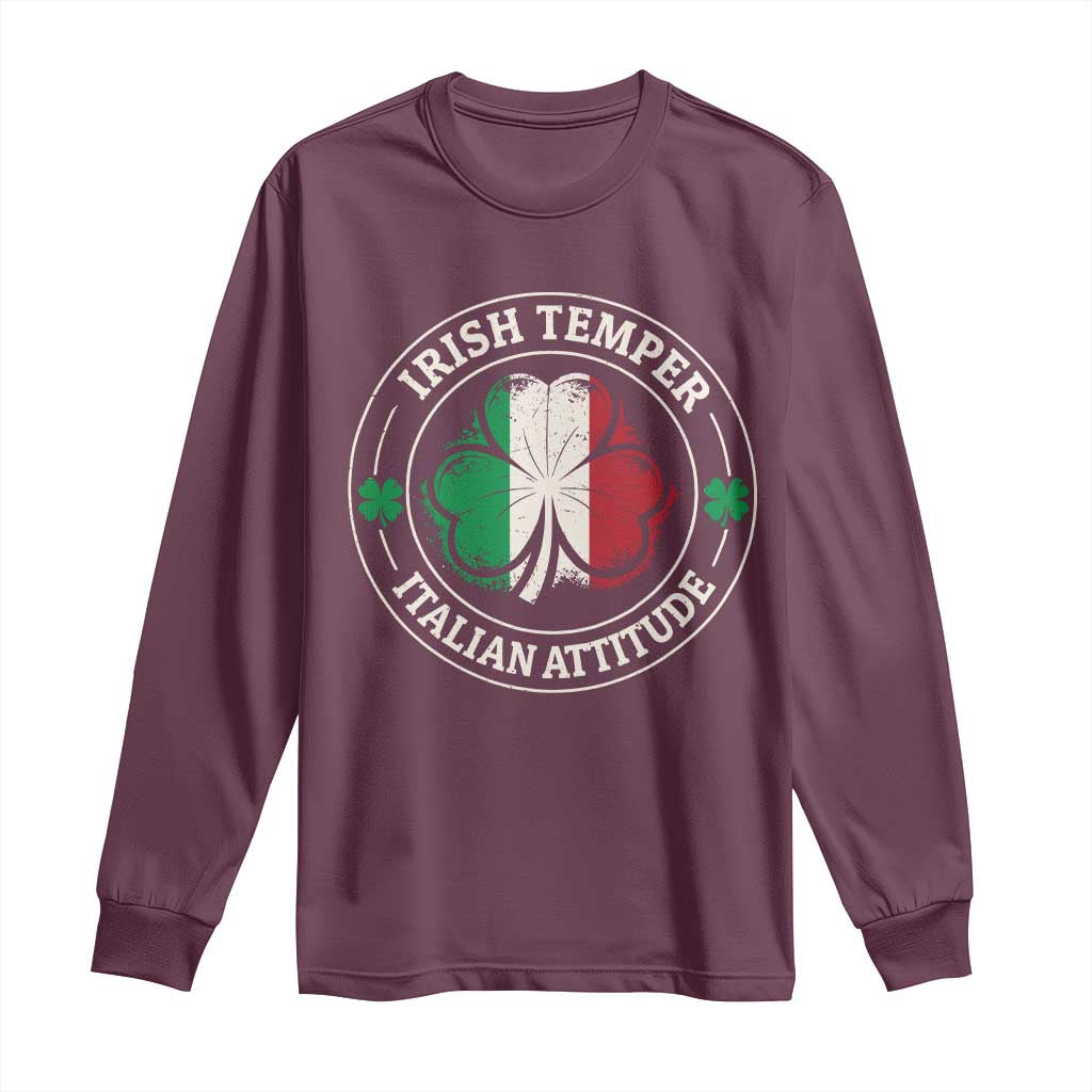 Funny Irish Temper Italian Attitude Long Sleeve Shirt Irish Italian Pride Vintage Shamrock