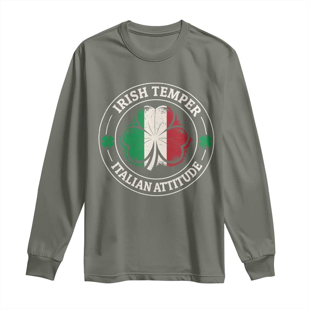 Funny Irish Temper Italian Attitude Long Sleeve Shirt Irish Italian Pride Vintage Shamrock