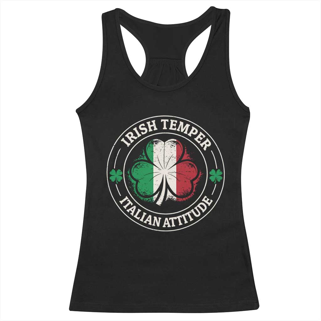 Funny Irish Temper Italian Attitude Racerback Tank Top Irish Italian Pride Vintage Shamrock