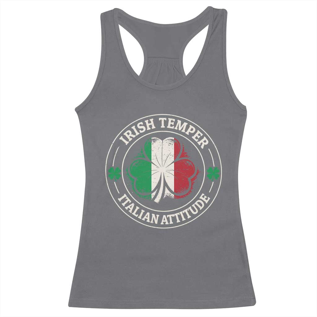 Funny Irish Temper Italian Attitude Racerback Tank Top Irish Italian Pride Vintage Shamrock
