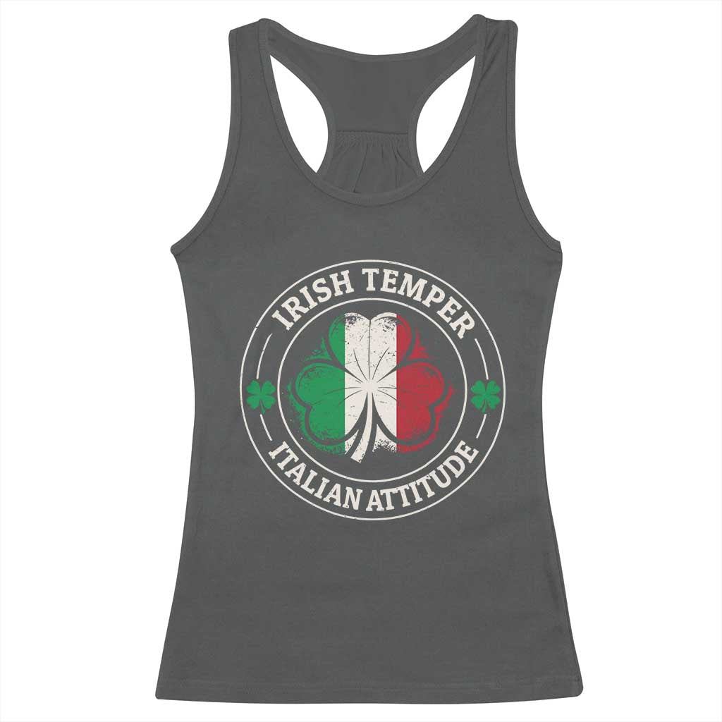 Funny Irish Temper Italian Attitude Racerback Tank Top Irish Italian Pride Vintage Shamrock