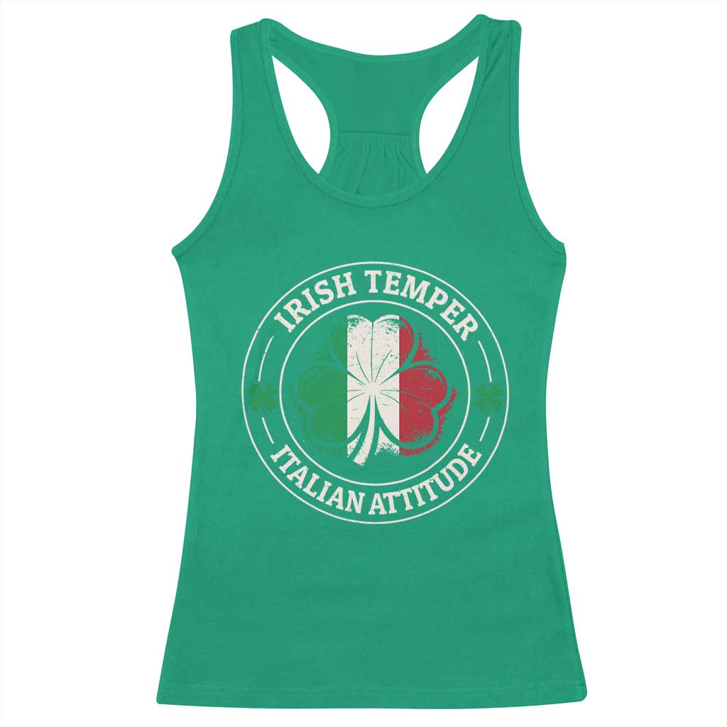 Funny Irish Temper Italian Attitude Racerback Tank Top Irish Italian Pride Vintage Shamrock
