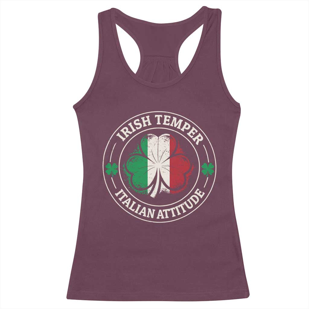 Funny Irish Temper Italian Attitude Racerback Tank Top Irish Italian Pride Vintage Shamrock