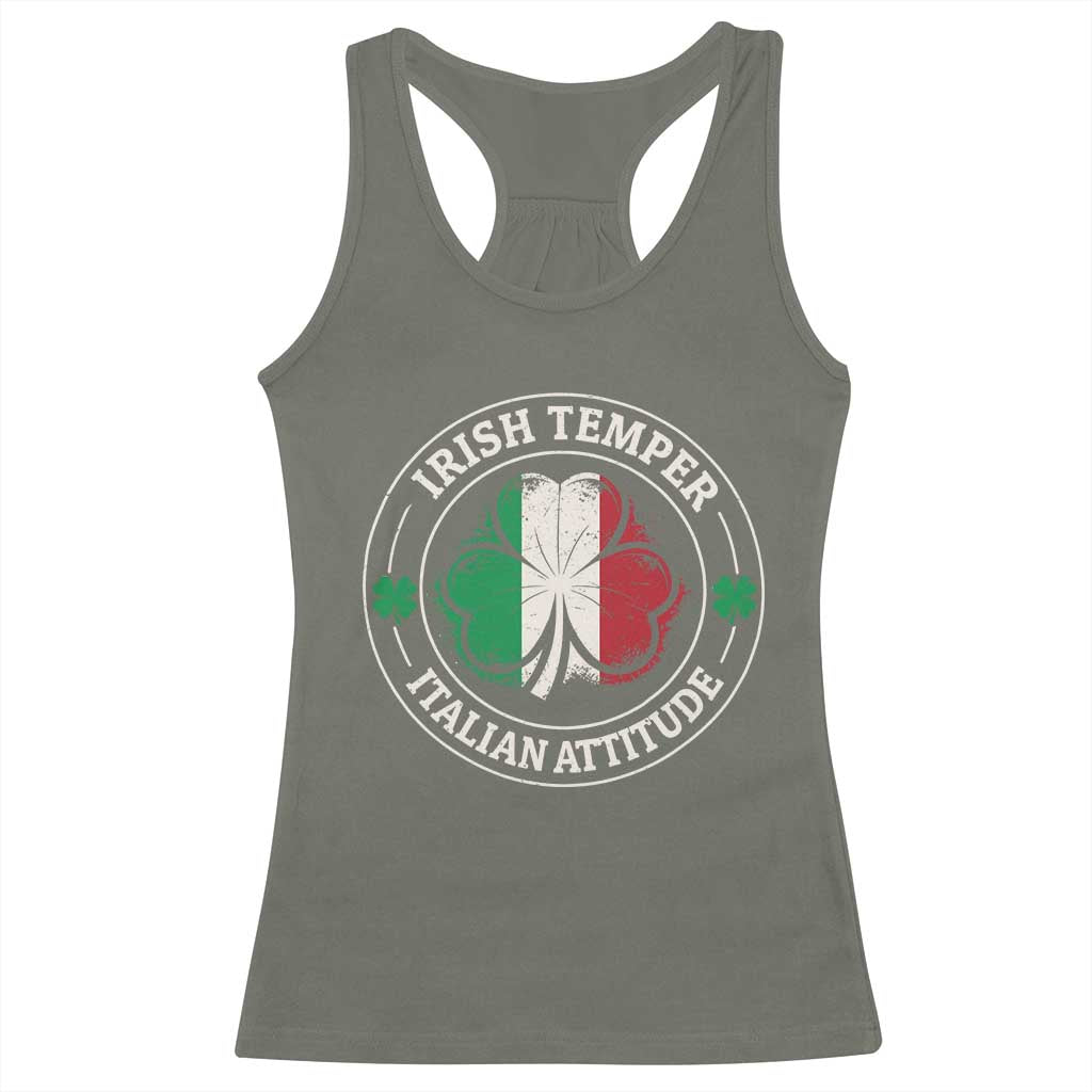 Funny Irish Temper Italian Attitude Racerback Tank Top Irish Italian Pride Vintage Shamrock