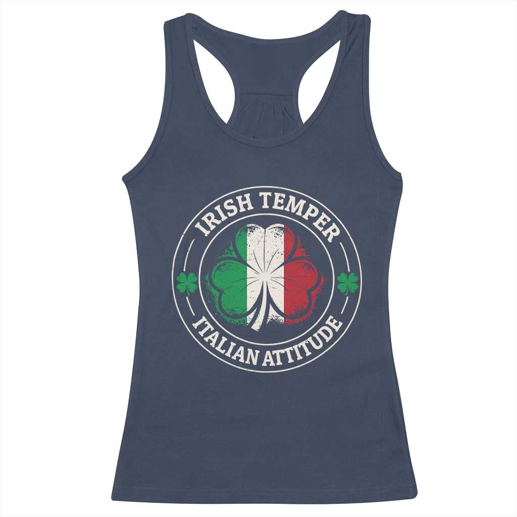 Funny Irish Temper Italian Attitude Racerback Tank Top Irish Italian Pride Vintage Shamrock