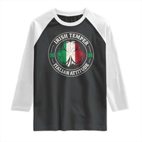 Funny Irish Temper Italian Attitude Raglan Shirt Irish Italian Pride Vintage Shamrock