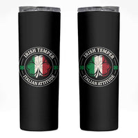 Funny Irish Temper Italian Attitude Skinny Tumbler Irish Italian Pride Vintage Shamrock