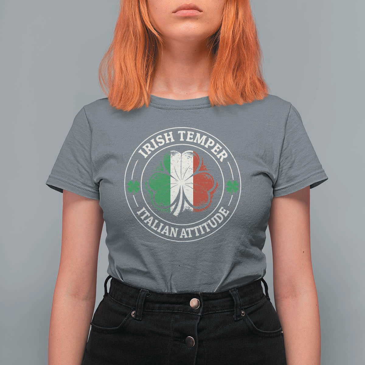 Funny Irish Temper Italian Attitude T Shirt For Women Irish Italian Pride Vintage Shamrock