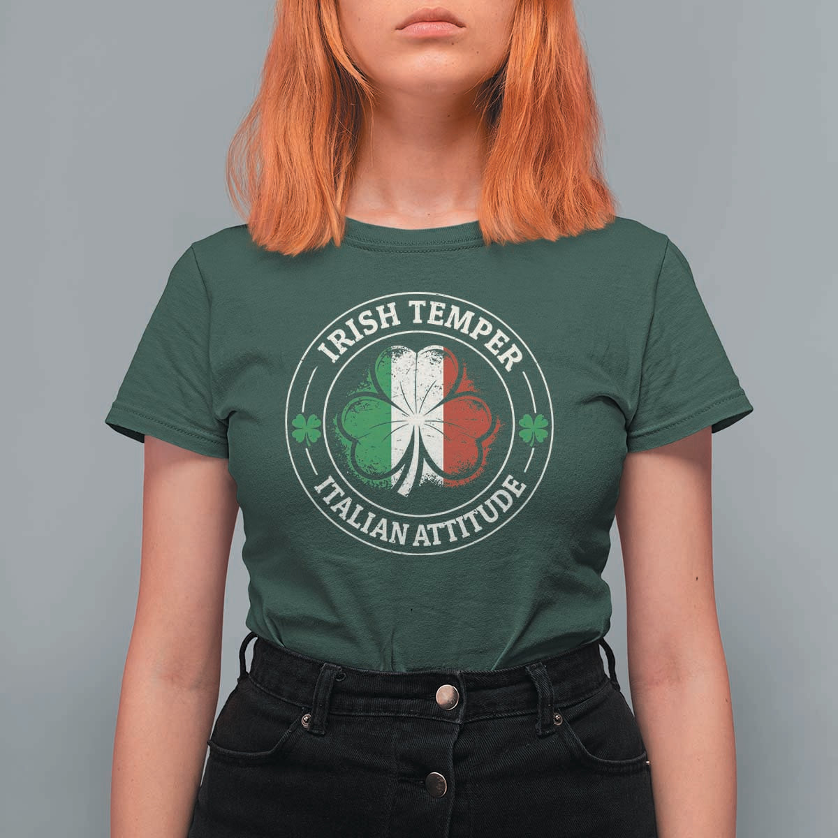 Funny Irish Temper Italian Attitude T Shirt For Women Irish Italian Pride Vintage Shamrock