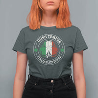 Funny Irish Temper Italian Attitude T Shirt For Women Irish Italian Pride Vintage Shamrock