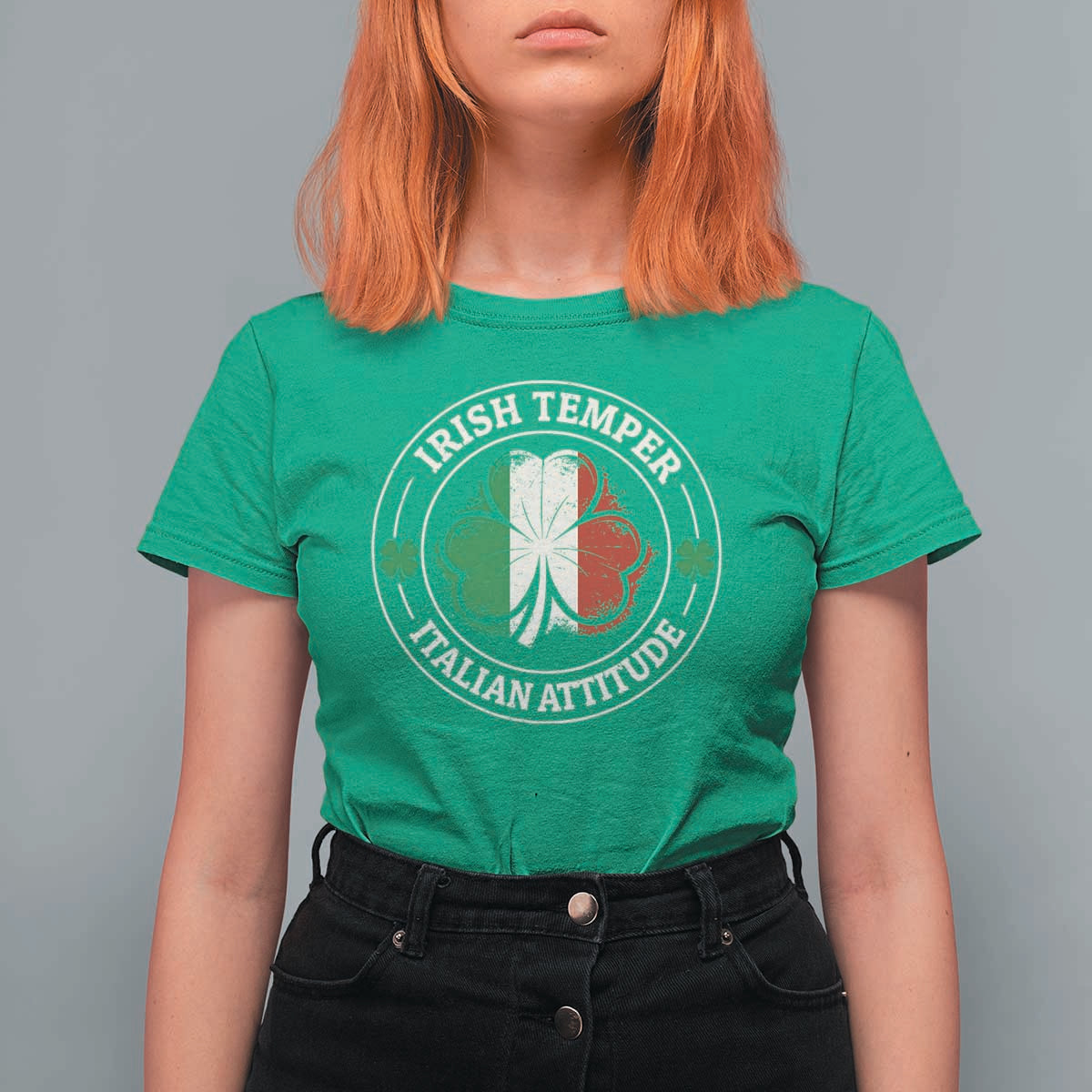 Funny Irish Temper Italian Attitude T Shirt For Women Irish Italian Pride Vintage Shamrock