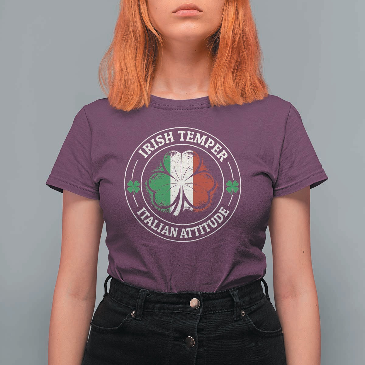 Funny Irish Temper Italian Attitude T Shirt For Women Irish Italian Pride Vintage Shamrock