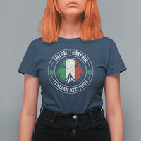 Funny Irish Temper Italian Attitude T Shirt For Women Irish Italian Pride Vintage Shamrock
