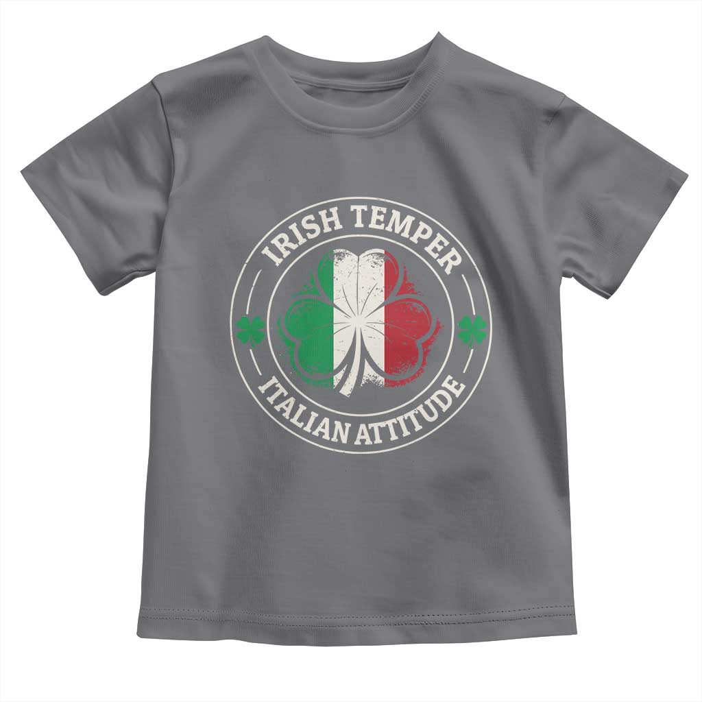 Funny Irish Temper Italian Attitude Toddler T Shirt Irish Italian Pride Vintage Shamrock