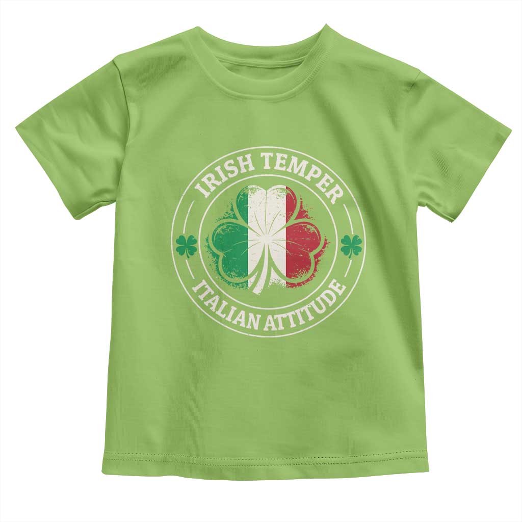 Funny Irish Temper Italian Attitude Toddler T Shirt Irish Italian Pride Vintage Shamrock