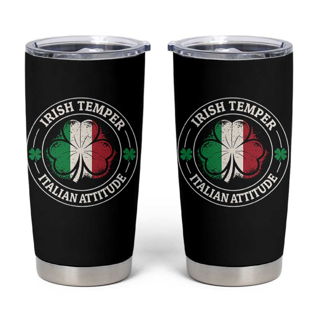 Funny Irish Temper Italian Attitude Tumbler Cup Irish Italian Pride Vintage Shamrock