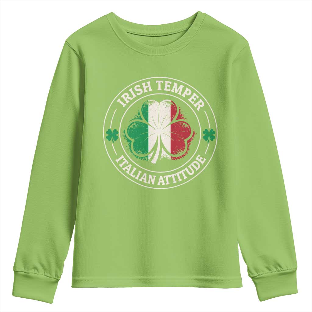 Funny Irish Temper Italian Attitude Youth Sweatshirt Irish Italian Pride Vintage Shamrock