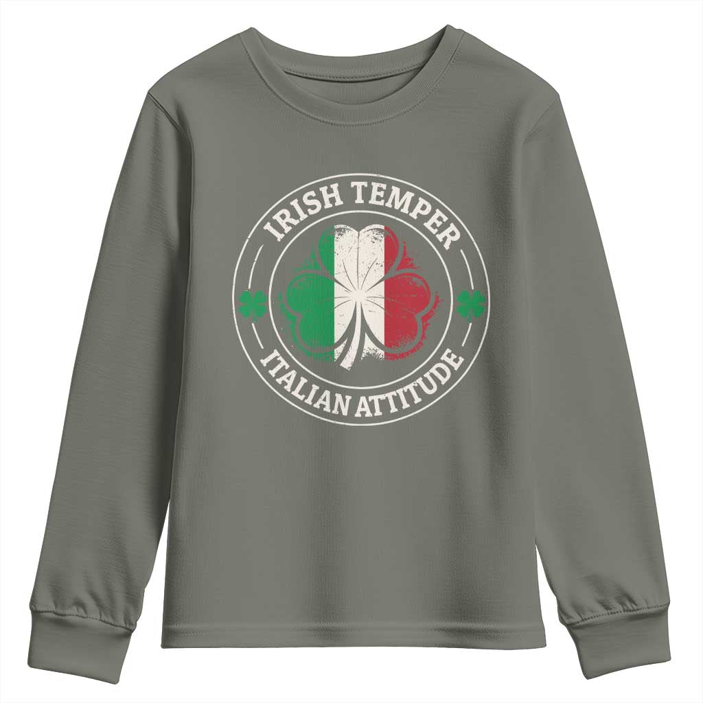 Funny Irish Temper Italian Attitude Youth Sweatshirt Irish Italian Pride Vintage Shamrock