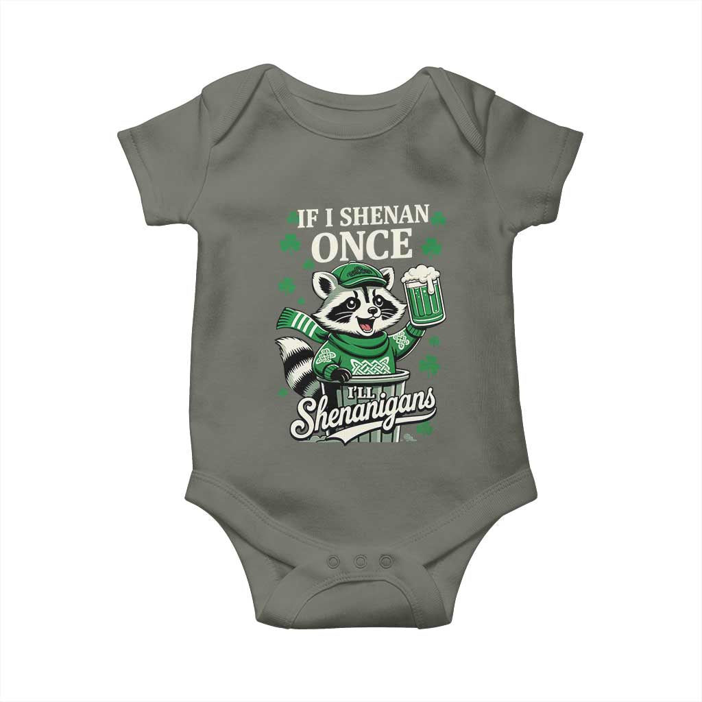 If I Shenan Once I Will Shenanigan Baby Onesie St Patricks Day Raccoon