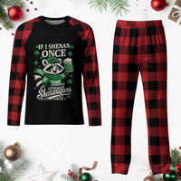 If I Shenan Once I Will Shenanigan Plaid Pajama Set St Patricks Day Raccoon