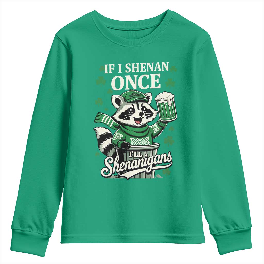 If I Shenan Once I Will Shenanigan Youth Sweatshirt St Patricks Day Raccoon