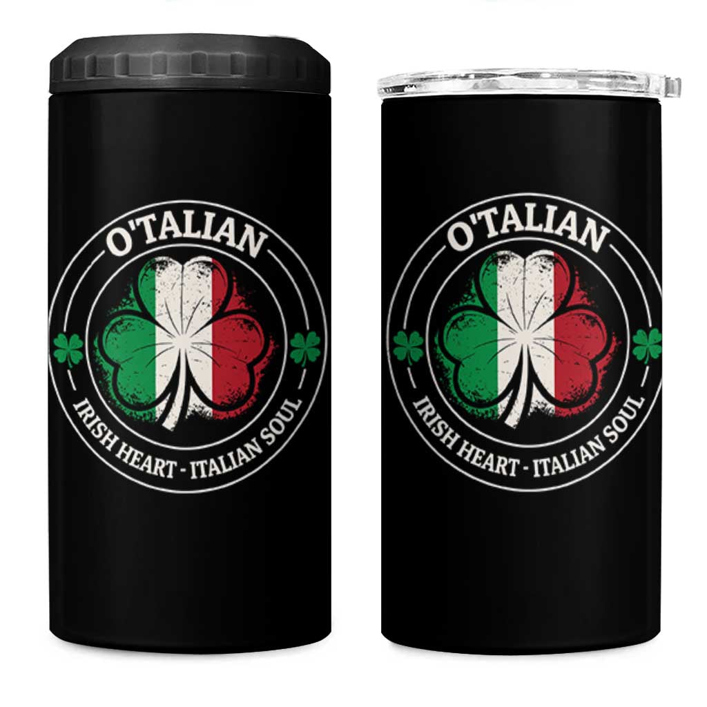 Irish Italian Pride 4 in 1 Can Cooler Tumbler O'Talian Irish Heart Italian Soul St Patricks Day