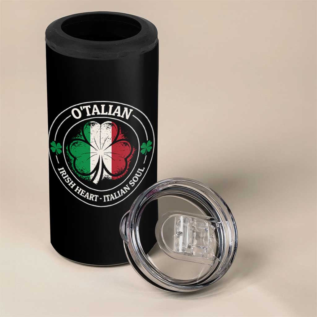 Irish Italian Pride 4 in 1 Can Cooler Tumbler O'Talian Irish Heart Italian Soul St Patricks Day