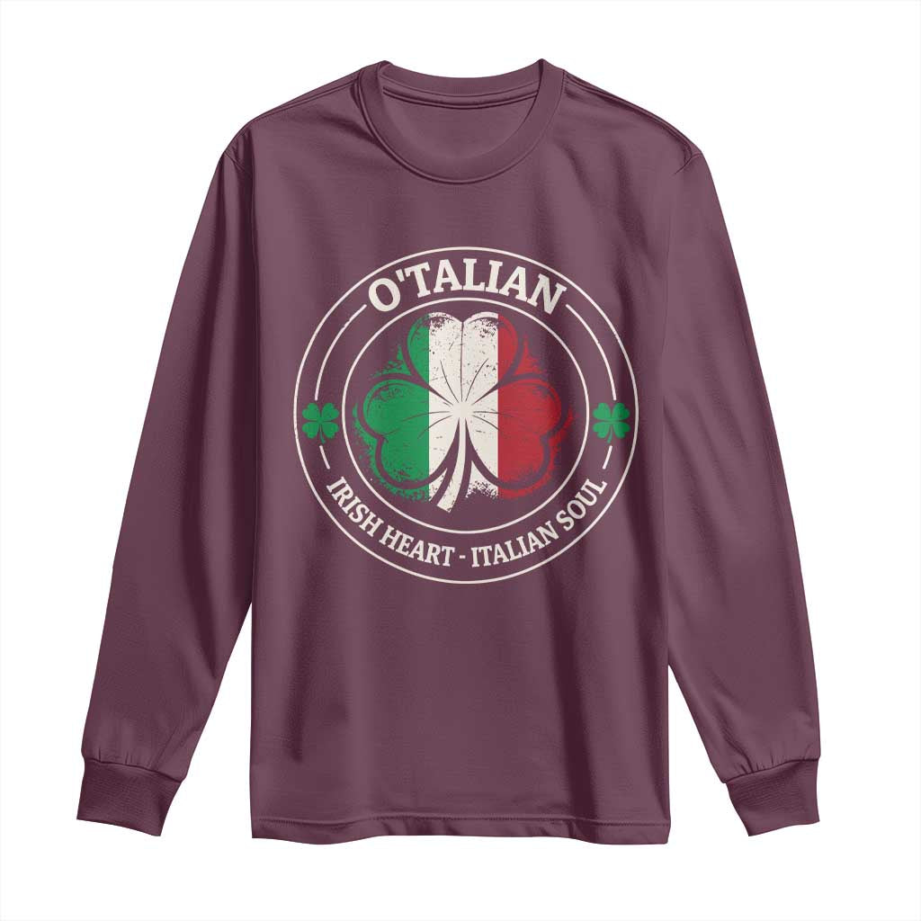 Irish Italian Pride Long Sleeve Shirt O'Talian Irish Heart Italian Soul St Patricks Day