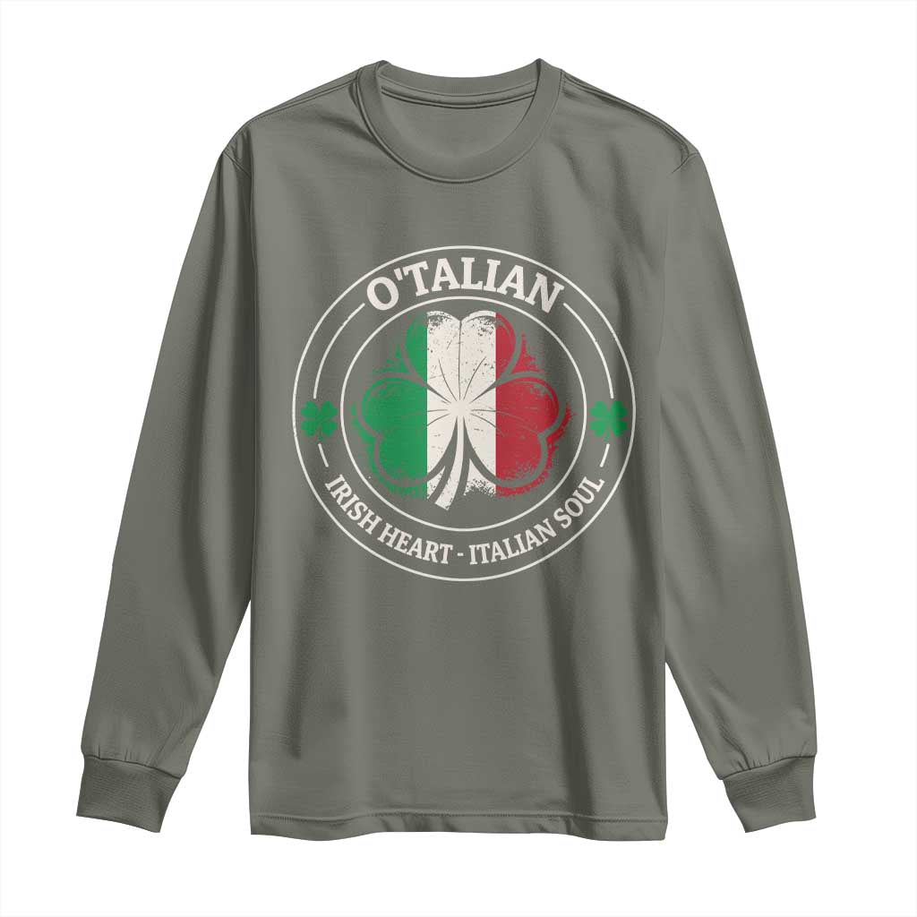 Irish Italian Pride Long Sleeve Shirt O'Talian Irish Heart Italian Soul St Patricks Day